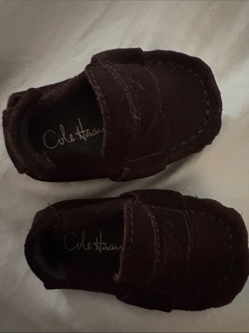 Cole Haan baby shoes size 1 / newborn Dark Brown Suede Moccasins- nwt